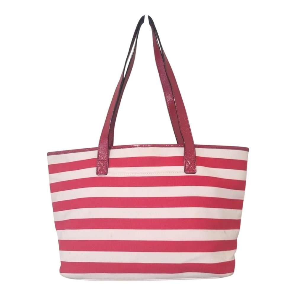 Michael Kors Canvas Red And White Striped Tote Bag, Pre-owned - Picture 2 of 11